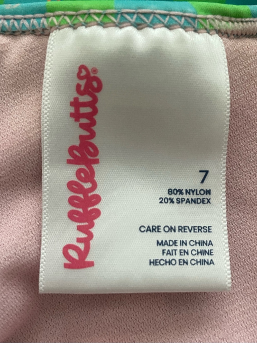 Neon One Shoulder One Piece Swimsuit for Girls by RuffleButts. Size 7 - Picture 9 of 9